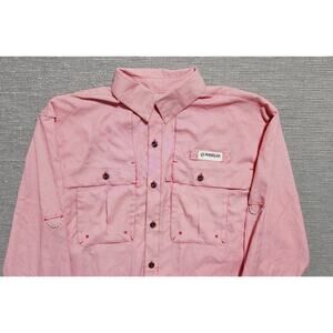 Magellan Outdoors Men’s Fishing Shirt Long Sleeve Button Front Red White Small